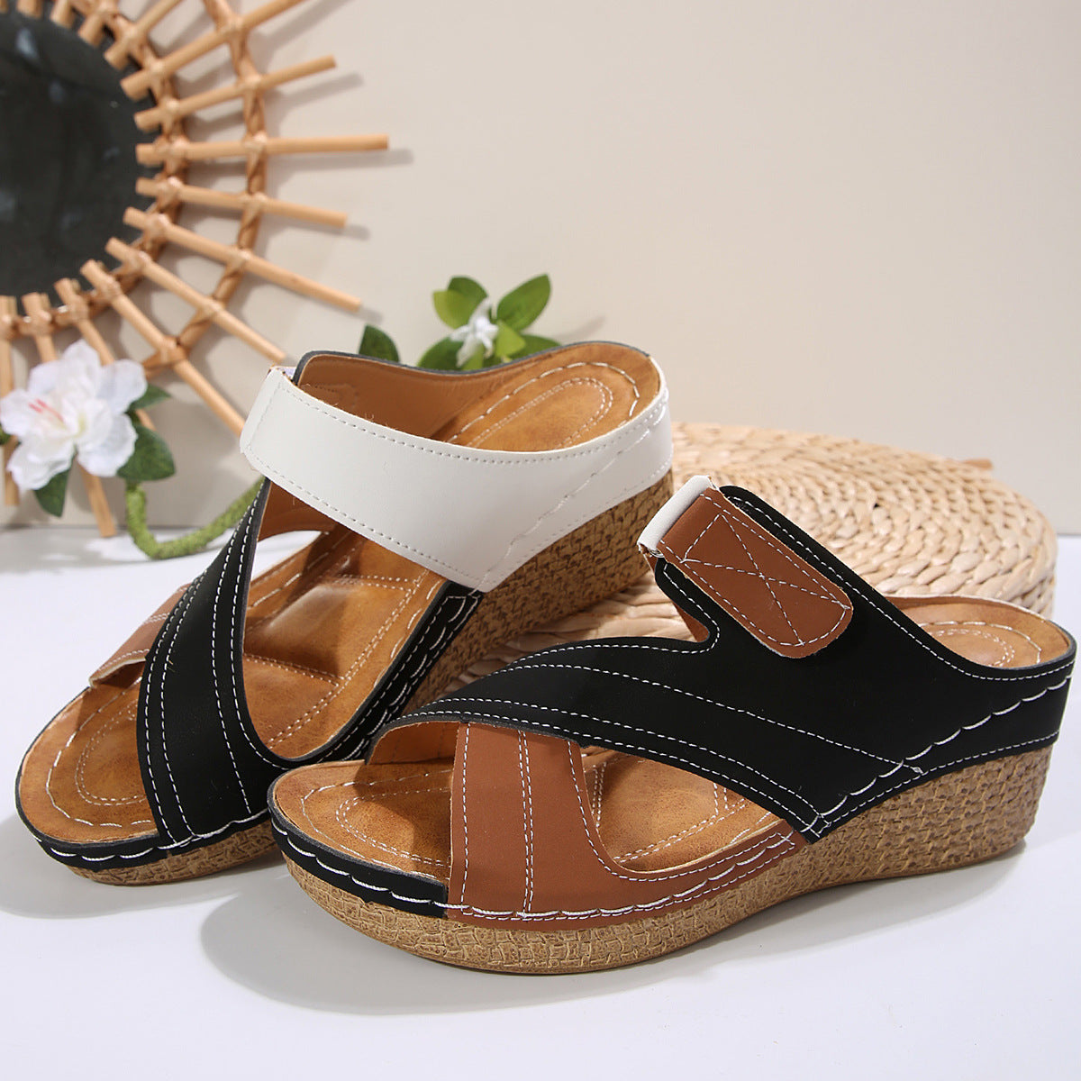 Lightweight Wedge Velcro Multicolor Shoes