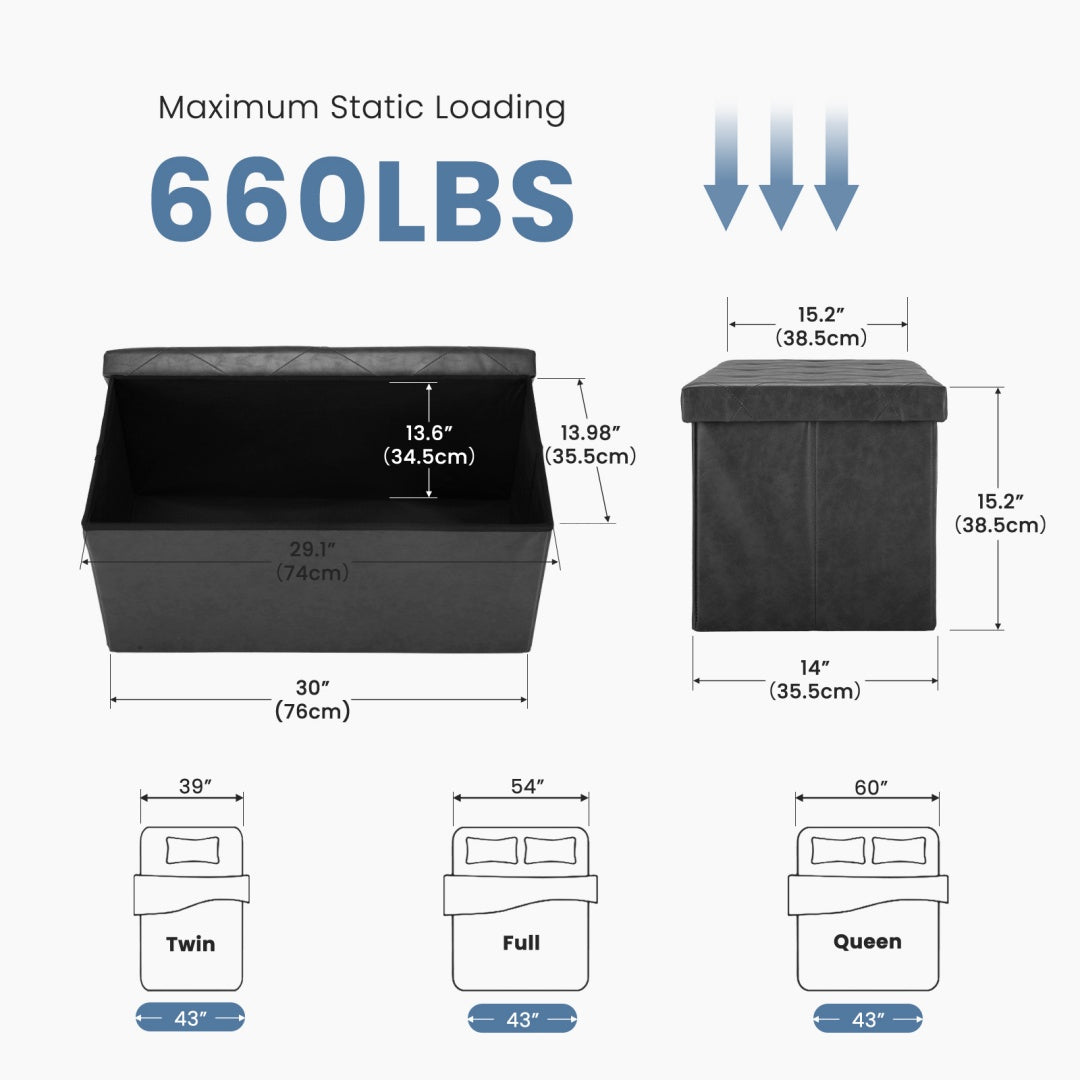 Foldable Storage Ottoman Bench