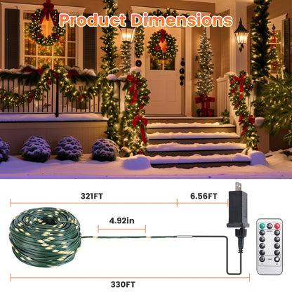 330FT String Outdoor Christmas Lights Decoration with Remote