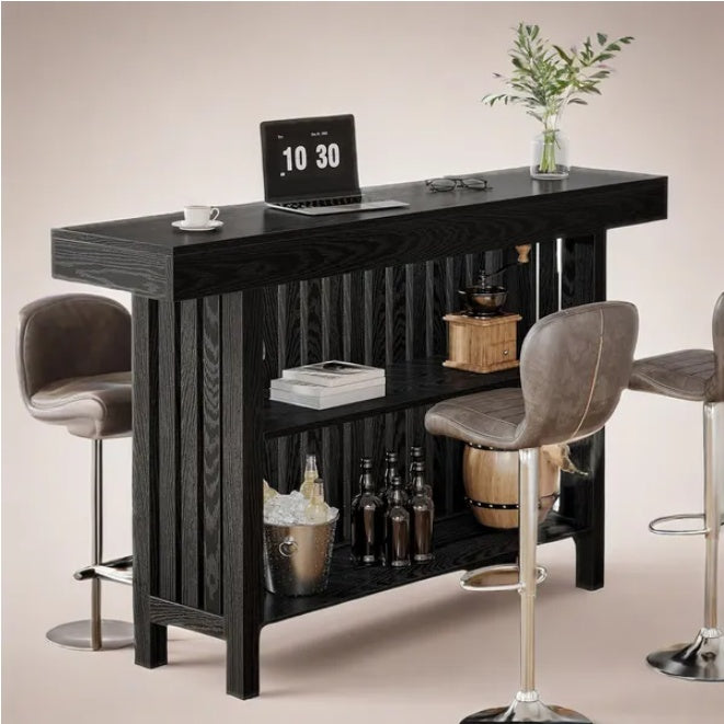 Home Wooden Bar Unit – Modern Freestanding Bar Cabinet