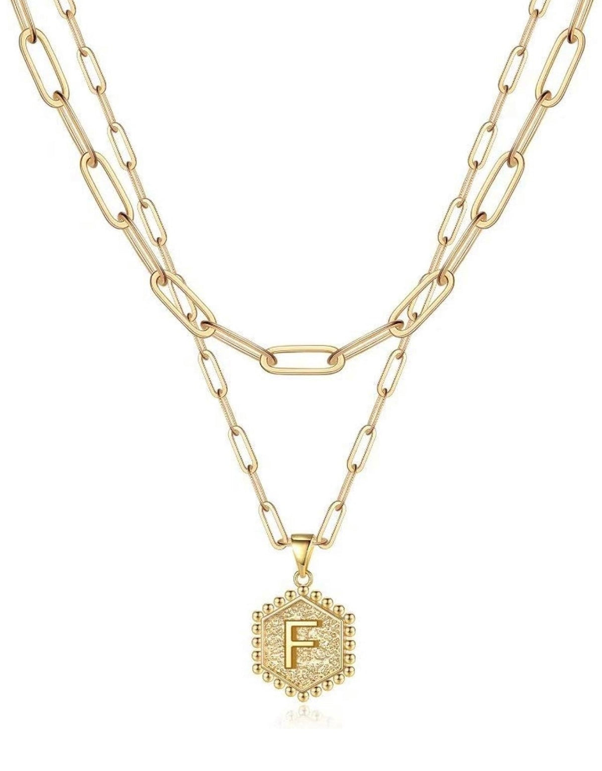 Gold Layered Initial Necklace – Elegant A–Z Letter Pendant