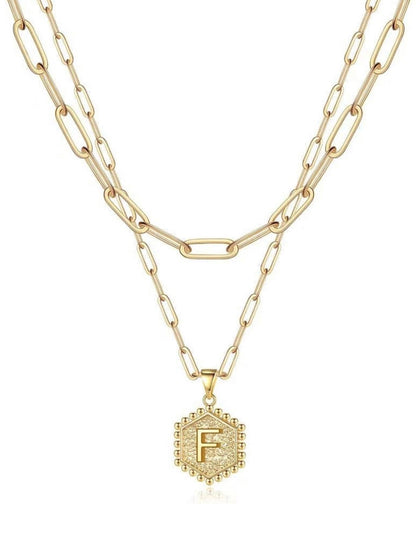 Gold Layered Initial Necklace – Elegant A–Z Letter Pendant