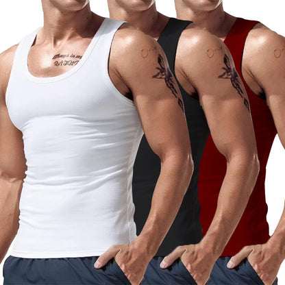 Men's Summer Multicolor 3Pc Short Sleeve Tank Tops
