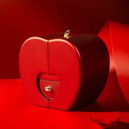 Red Fashion Jewelry Box With Rose And Pendant