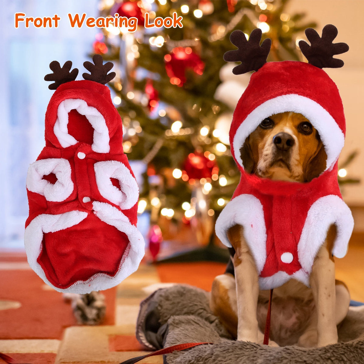 1Pc Pet Christmas Clothes Santa Claus Reindeer Antlers Costume