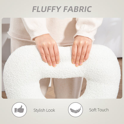 Heart-Shaped Desk Chair with Teddy Fleece – Adjustable Height Swivel Vanity Chair, White