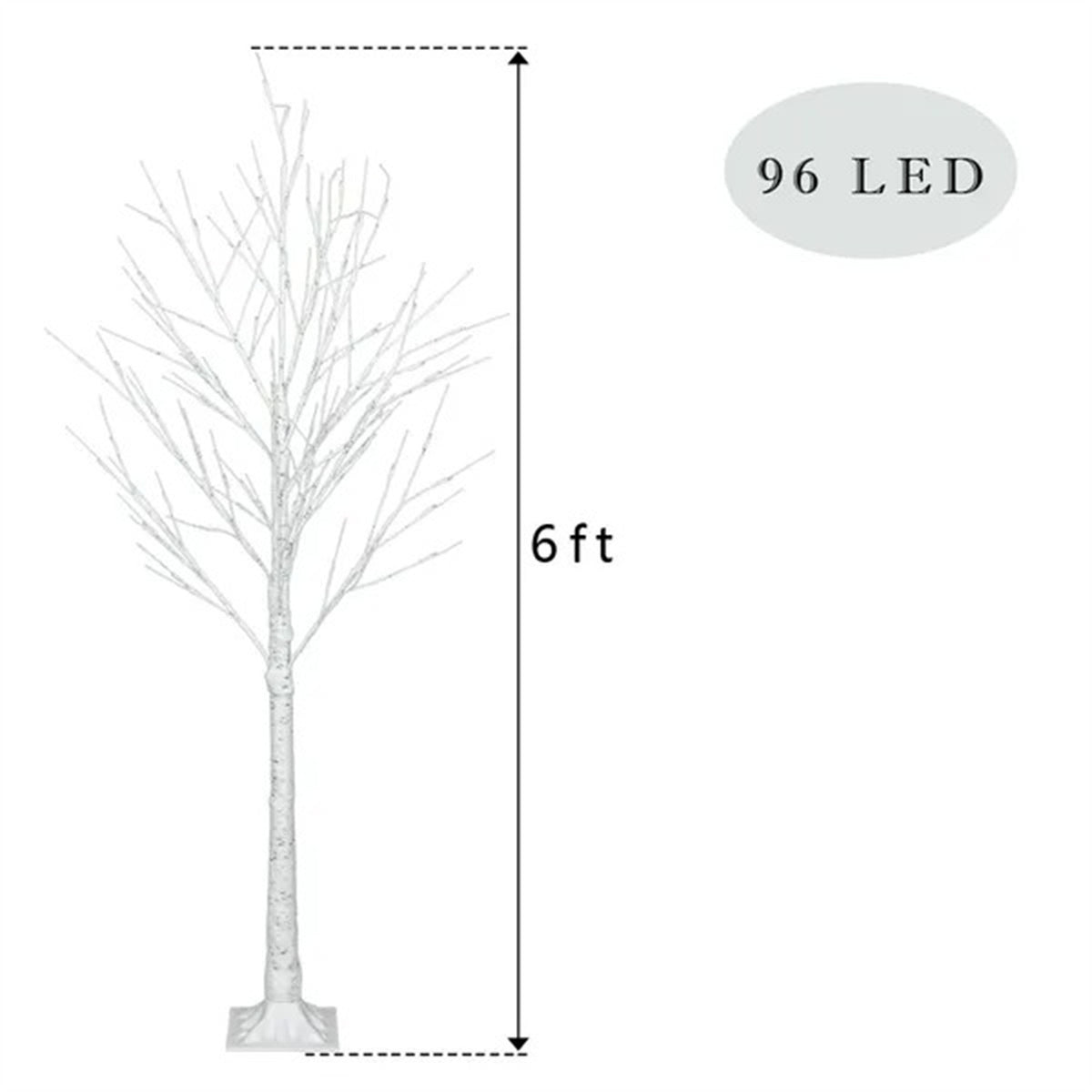 6 Feet 96 LED Lighted Birch Tree