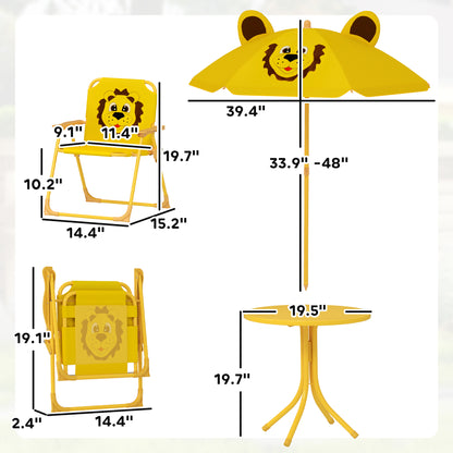 Kids Picnic Table And Chair Set With Foldable Chairs