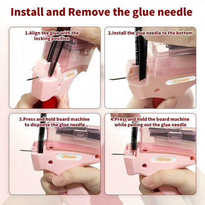 1 Count Handheld Tag Attacher Gun With 5 Counts Needles & 1000pcs Barbs Fasteners