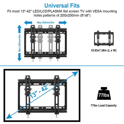TV Wall Mount Bracket Tilt For 13in-42in