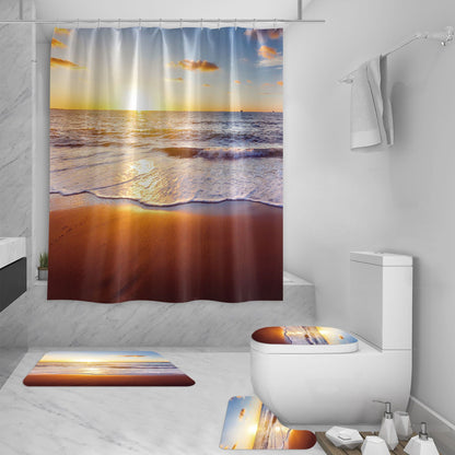3D Sea View Beach Digital Printing Shower Curtain