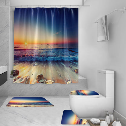 3D Sea View Beach Digital Printing Shower Curtain