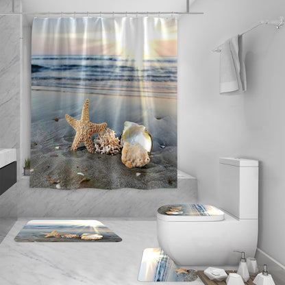 3D Sea View Beach Digital Printing Shower Curtain