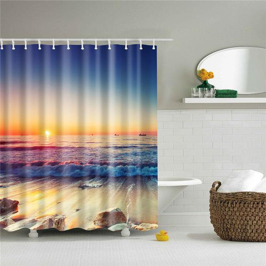 3D Sea View Beach Digital Printing Shower Curtain