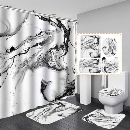 Black & White Marble Digital Printing Polyester Bathroom Shower Curtain