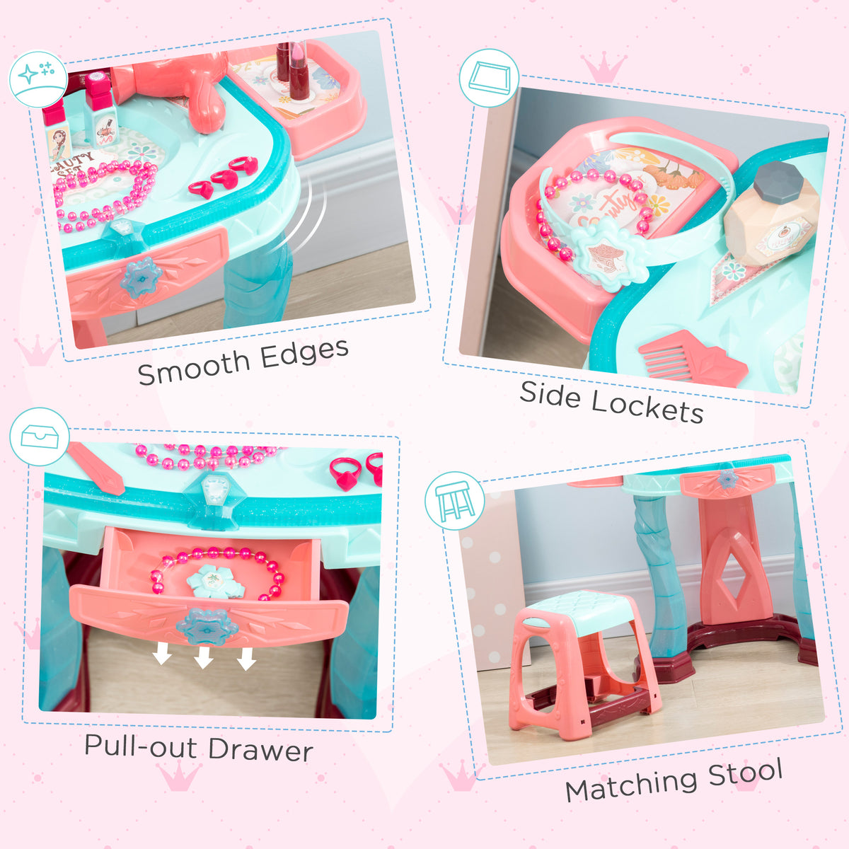 Kids Vanity Set with Self-Opening Mirror