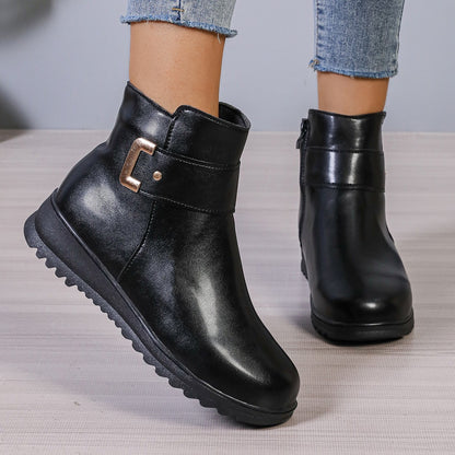 Women's Winter Fleece Boots With Side Zipper