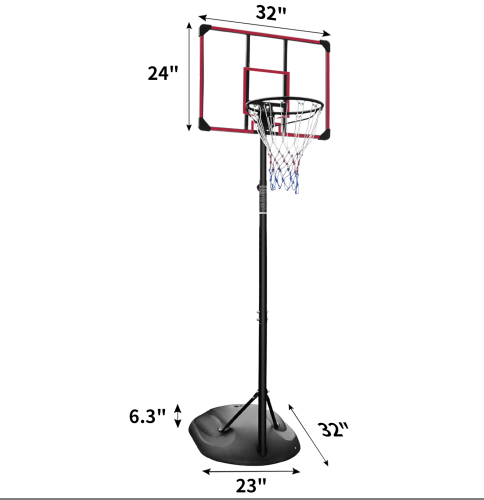 Portable Basketball Hoop Stand with Adjustable Height 7.5ft - 9.2ft $ 32-Inch Backboard