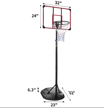 Portable Basketball Hoop Stand with Adjustable Height 7.5ft - 9.2ft $ 32-Inch Backboard