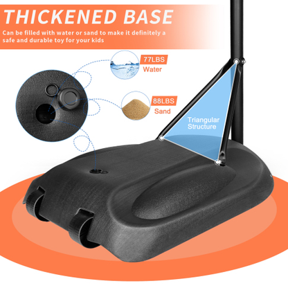 Portable Basketball Hoop Stand with Adjustable Height 7.5ft - 9.2ft $ 32-Inch Backboard