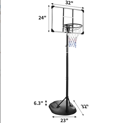 Portable Basketball Hoop Stand with Adjustable Height 7.5ft - 9.2ft $ 32-Inch Backboard