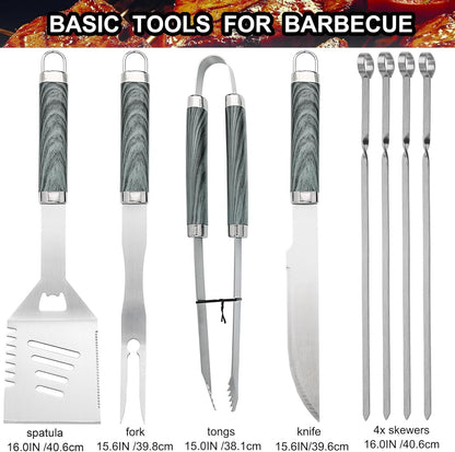24PCS BBQ Grill Tools Set With Meat Thermometer And Injector