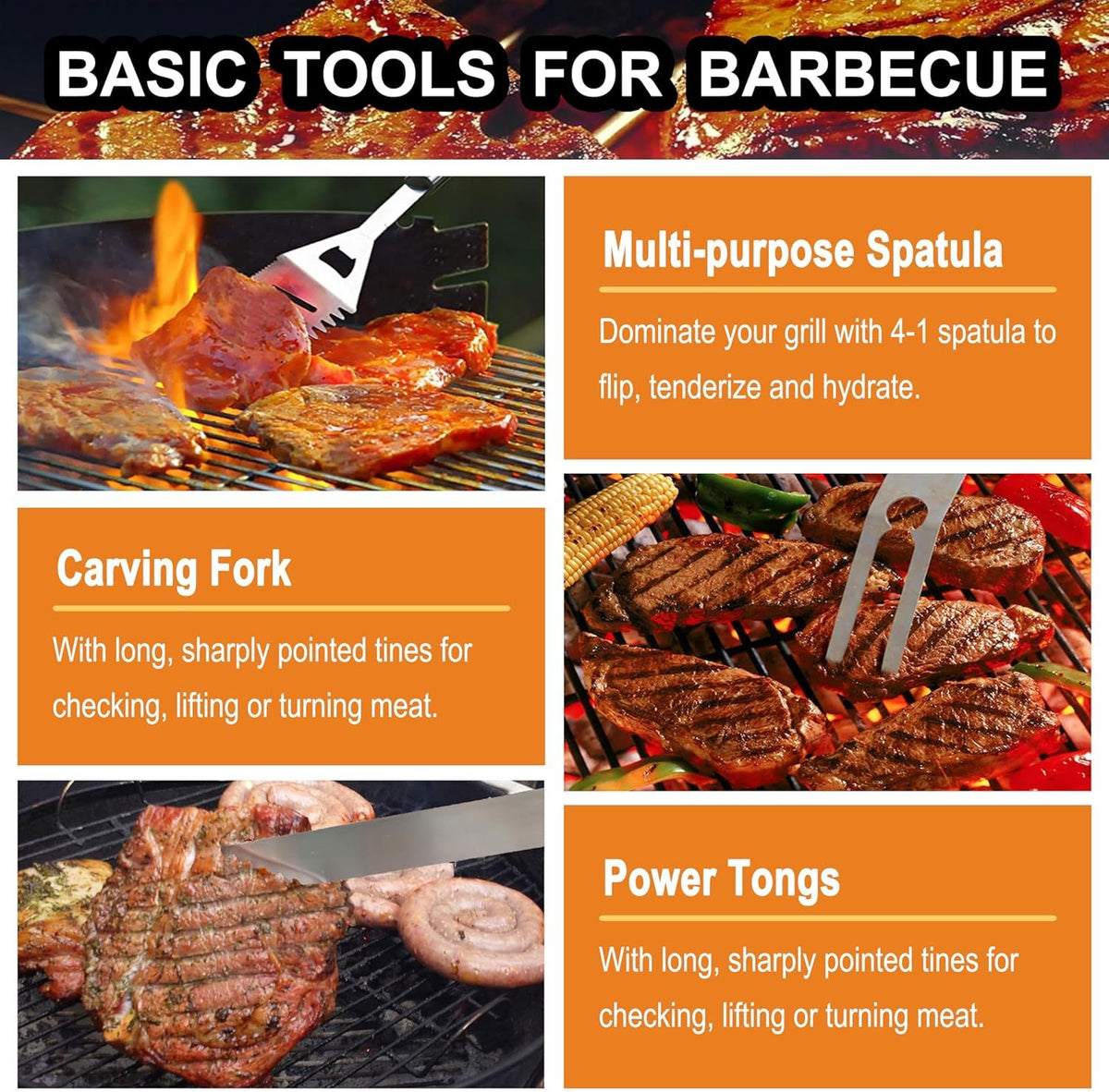 24PCS BBQ Grill Tools Set With Meat Thermometer And Injector