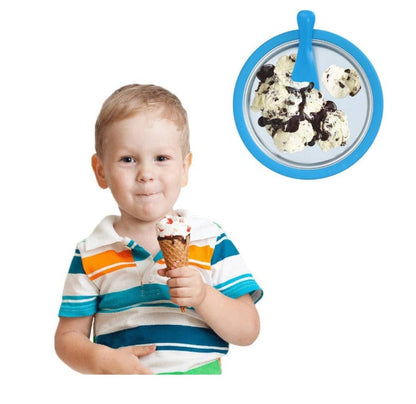 Fried Ice Cream & Frozen Yogurt Maker – No-Electricity Ice Roll Pan with Shovels, Blue