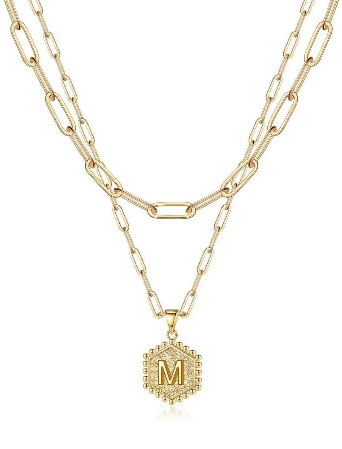 Gold Layered Initial Necklace – Elegant A–Z Letter Pendant