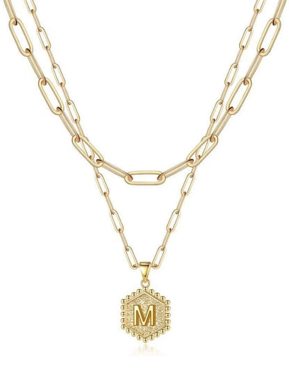 Gold Layered Initial Necklace – Elegant A–Z Letter Pendant
