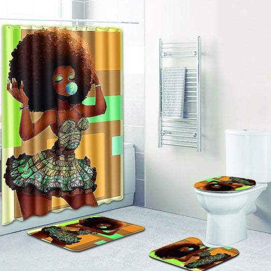 Shower Curtain & Mat Set