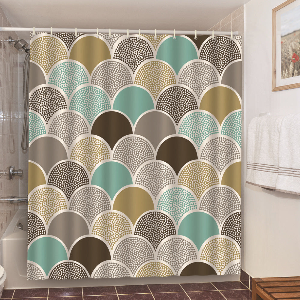 Geometric Tile Shower Curtain Set