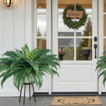 2 Pcs Artificial Boston Ferns Plastic Fern 50 Branches Indoor Outdoor Decor