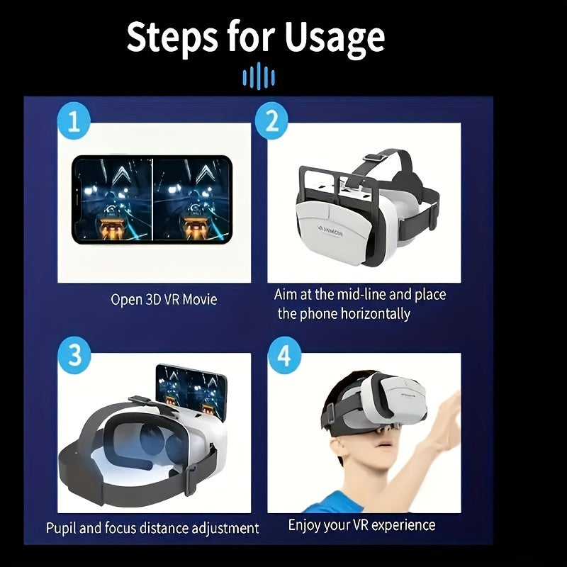 3D VR Glasses Headset For 4.7-6.0 Inches Android IOS Smart Phones