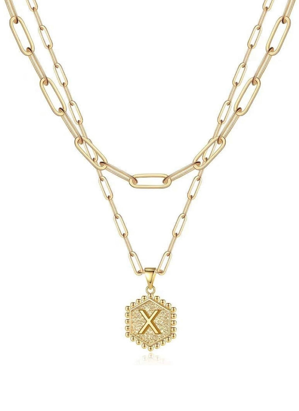 Gold Layered Initial Necklace – Elegant A–Z Letter Pendant