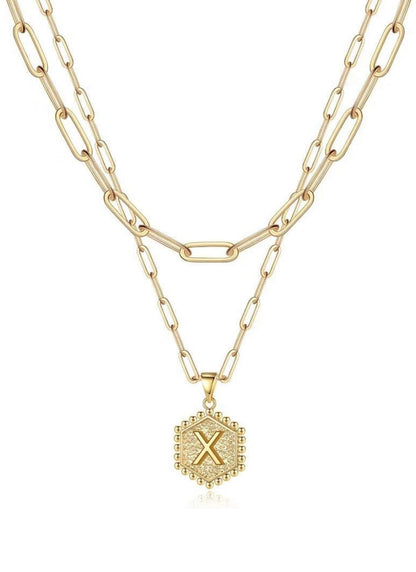 Gold Layered Initial Necklace – Elegant A–Z Letter Pendant