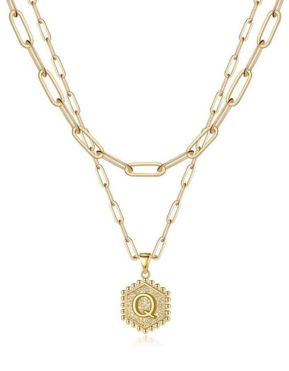 Gold Layered Initial Necklace – Elegant A–Z Letter Pendant