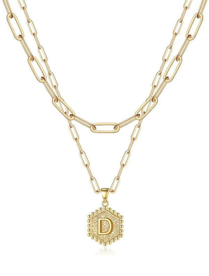 Gold Layered Initial Necklace – Elegant A–Z Letter Pendant