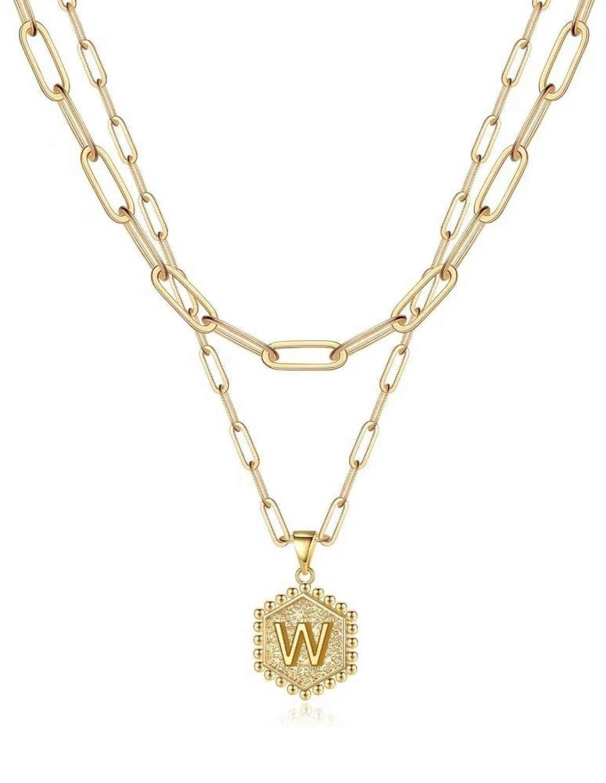 Gold Layered Initial Necklace – Elegant A–Z Letter Pendant