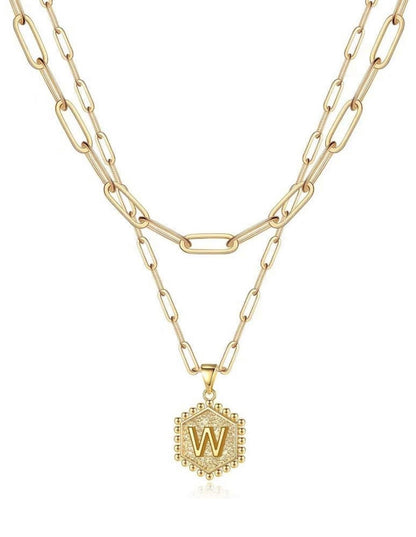 Gold Layered Initial Necklace – Elegant A–Z Letter Pendant