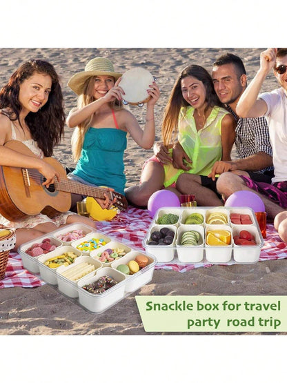 Divided Snack Box With Lid Clear Food Storage Container