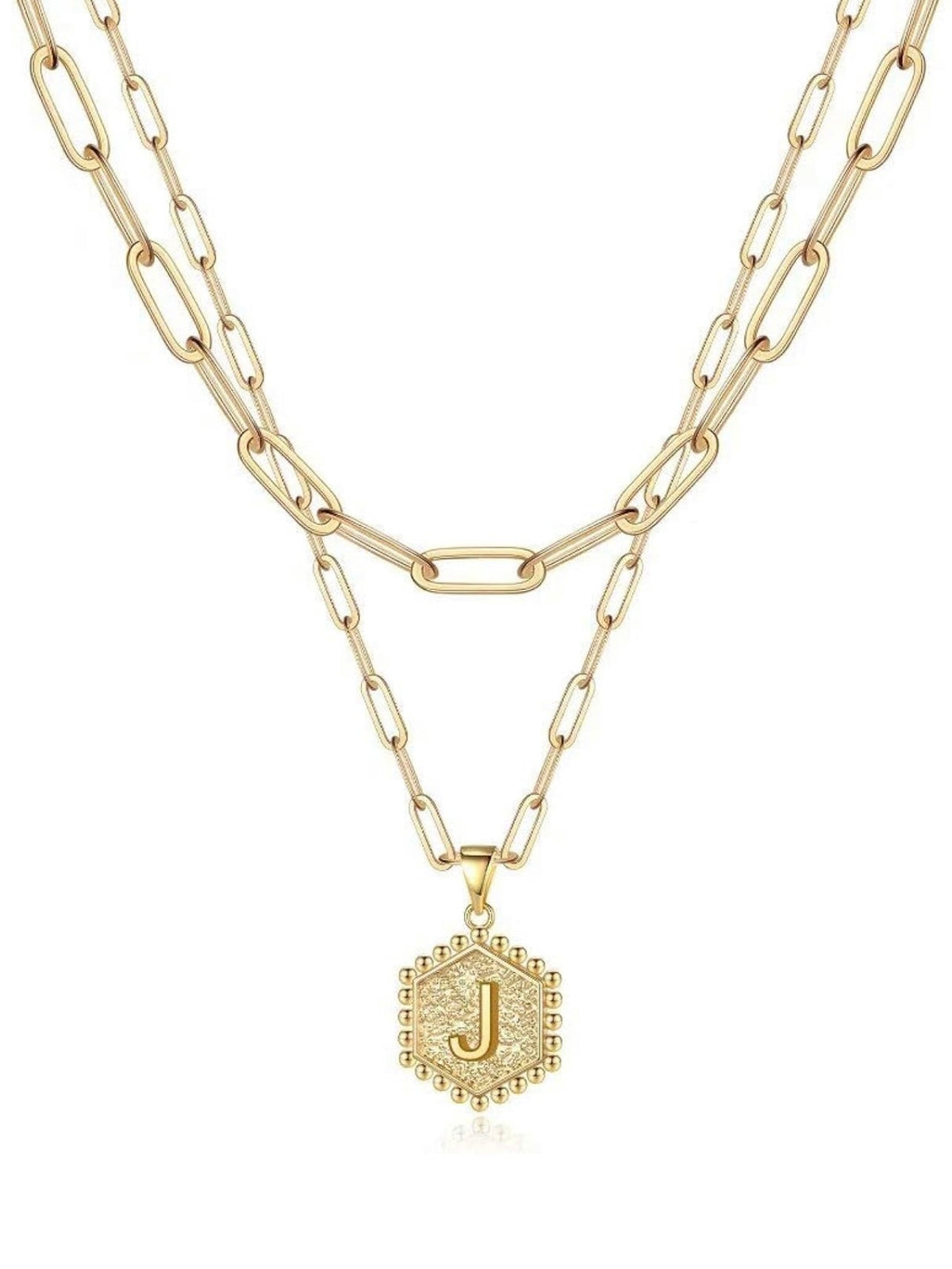 Gold Layered Initial Necklace – Elegant A–Z Letter Pendant