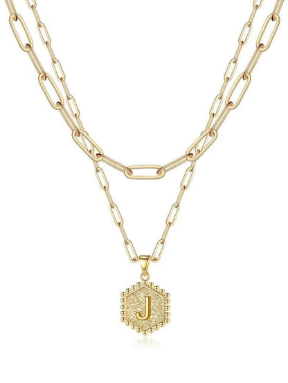 Gold Layered Initial Necklace – Elegant A–Z Letter Pendant