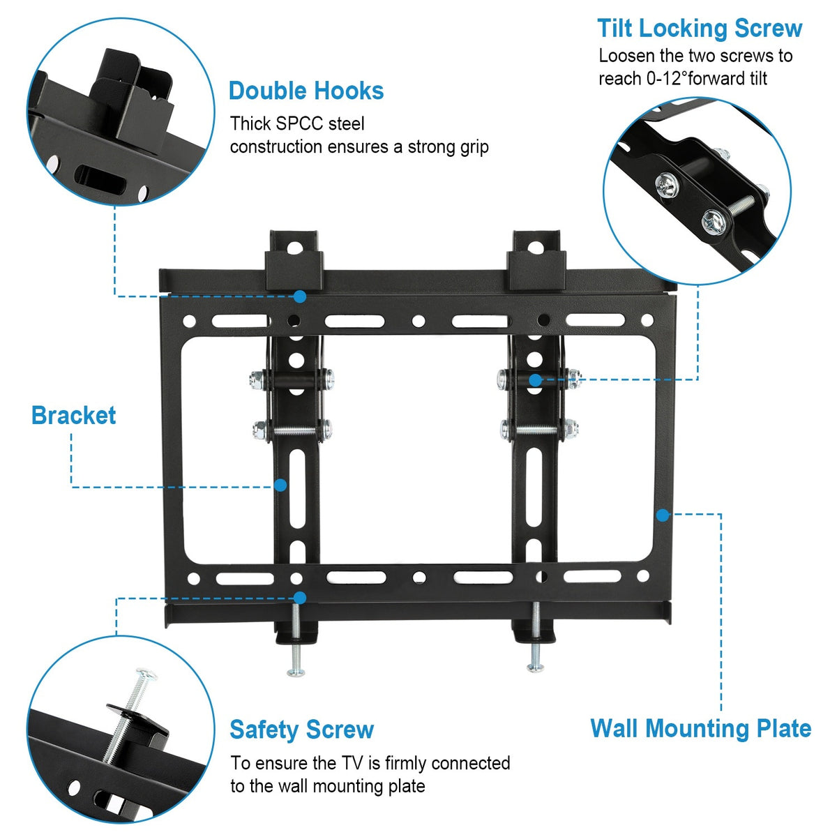 TV Wall Mount Bracket Tilt For 13in-42in