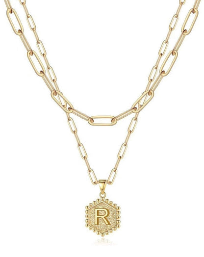 Gold Layered Initial Necklace – Elegant A–Z Letter Pendant
