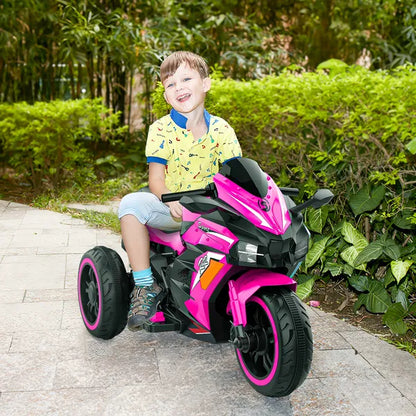 Kids Motorcycle For 3-6 Years 12V Electric Ride On With Light Wheel & Bluetooth