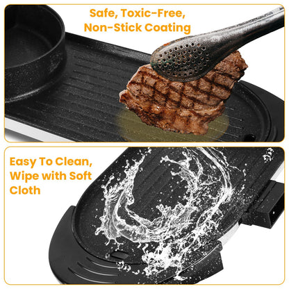 2200W  2 In 1 Electric Hot Pot With BBQ Grill Cooker Smokeless Non-Stick
