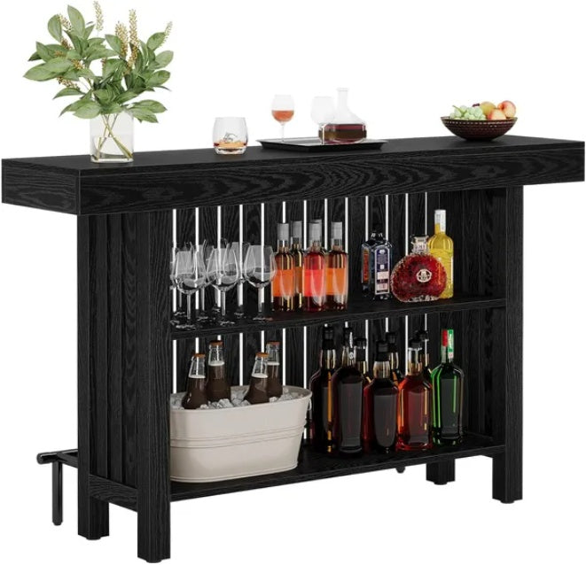 Home Wooden Bar Unit – Modern Freestanding Bar Cabinet