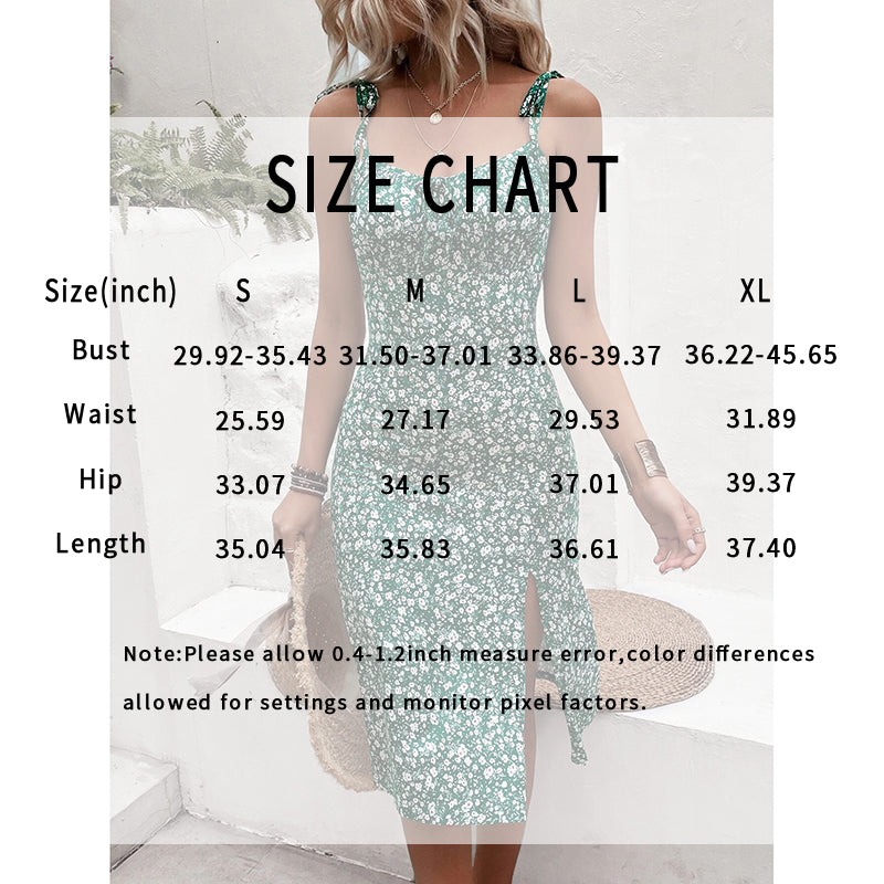 Women's Floral Print Split Thigh Sleeveless Boho Cami Dress