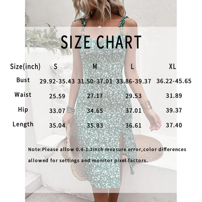 Women's Floral Print Split Thigh Sleeveless Boho Cami Dress